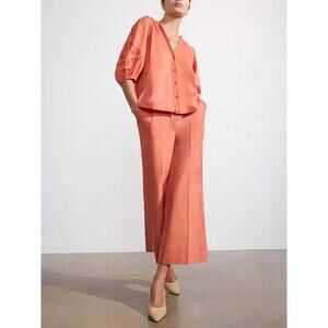 Brochu Walker Lena Cropped Pant Rio Salmon Small S NWT Minimalist Quiet Luxury